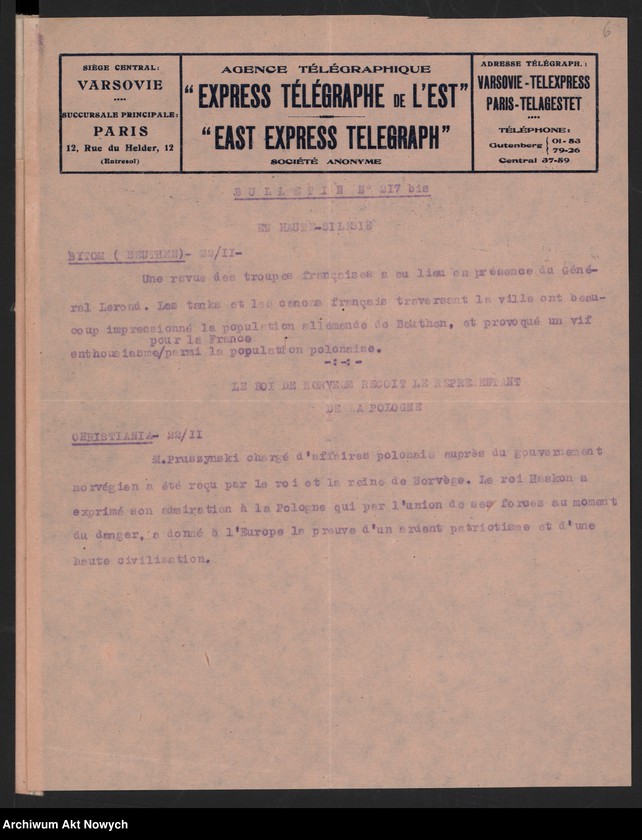 Obraz 8 z jednostki "Agence Télégraphique "Express Télégraphe de l