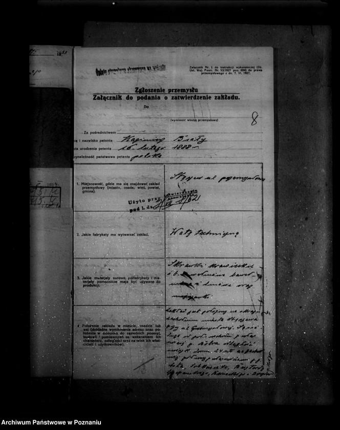 Obraz 13 z jednostki "Zatwierdzenie wytwórni waty K. Biały w Stęszewie powiat poznański"