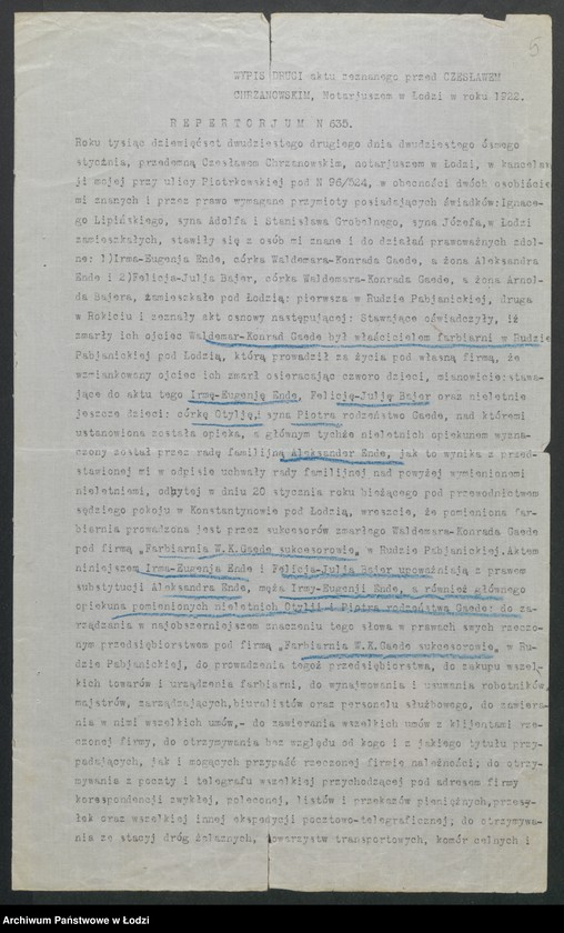 Obraz 7 z jednostki "Farbiarnia W.K.Paede- prowadzenie farbiarni"