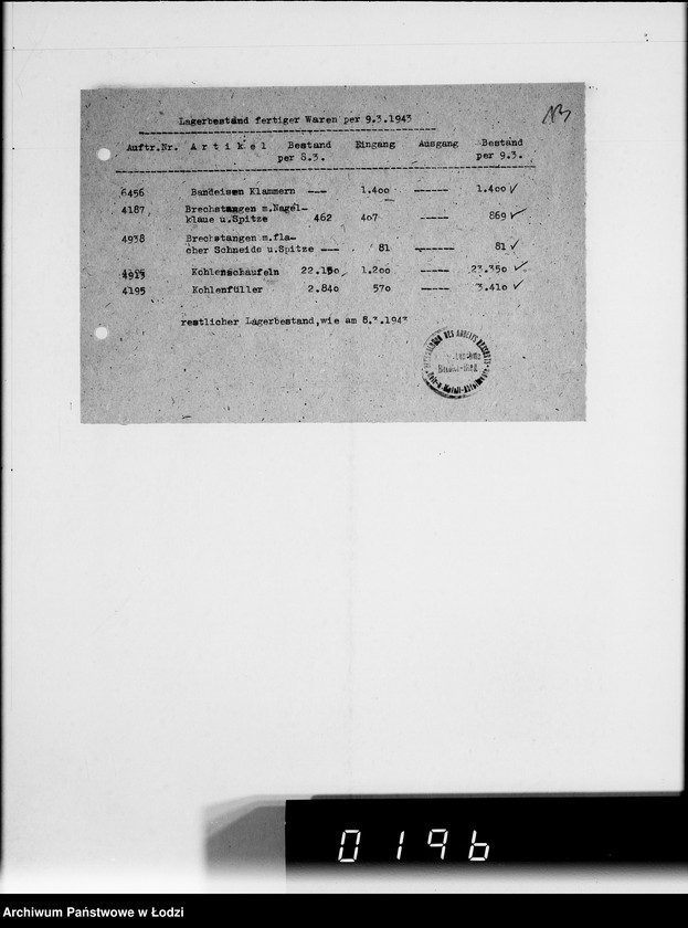 Obraz 17 z jednostki "Lager.Bestandsmeldungen"