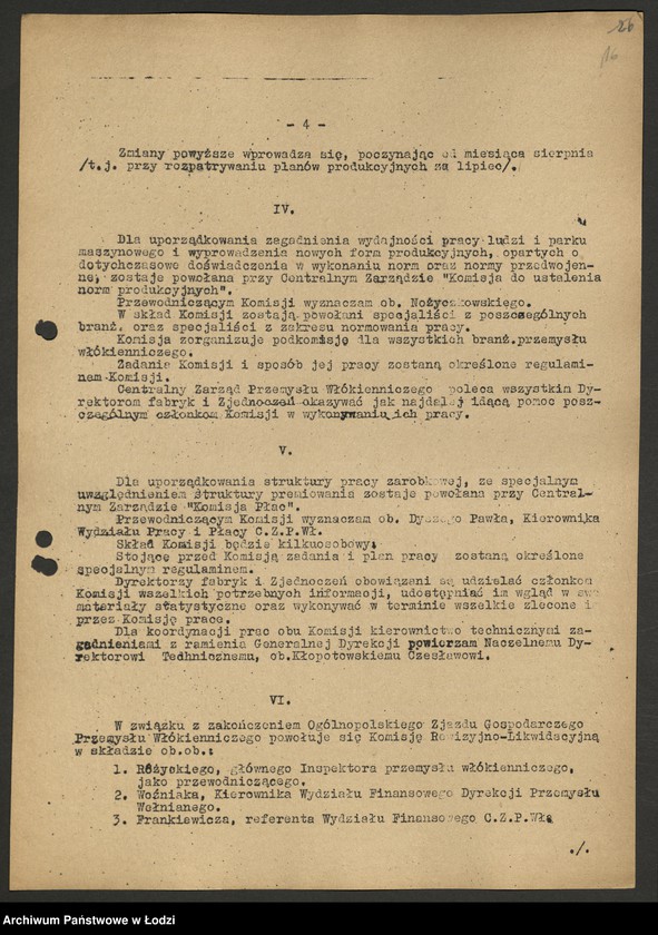 Obraz 17 z jednostki "Zarządzenia Generalnego Dyrektora Centralnego Zarządu Przemysłu Włókienniczego"