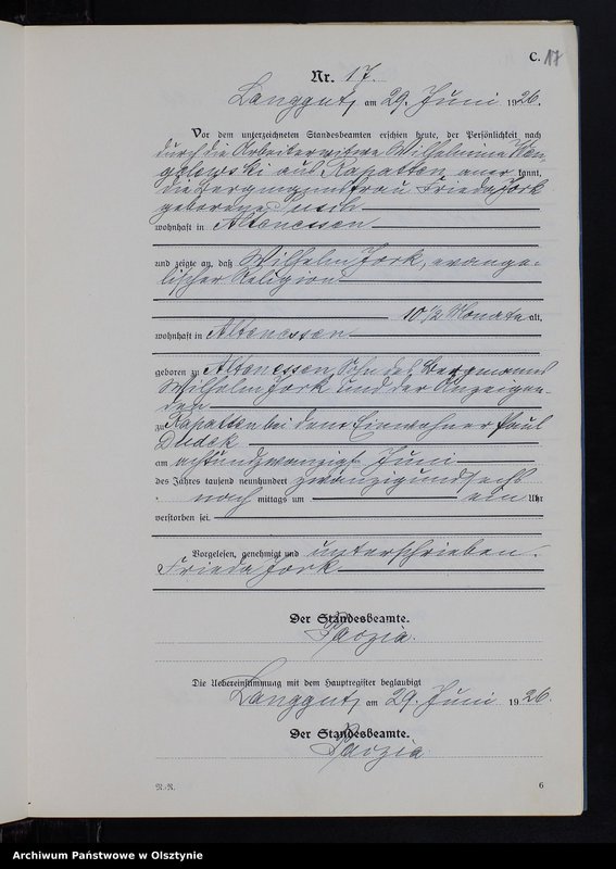 image.from.unit.number "Sterbe-Neben-Register Nr 1 - 27"