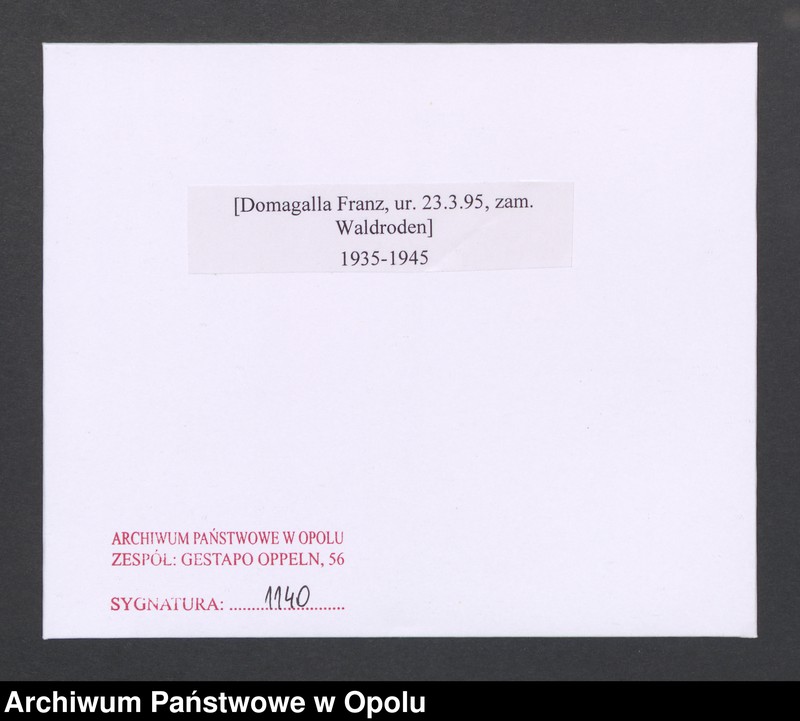 Obraz 2 z jednostki "[Domogalla Franz, ur. 23.3.1895, zam. Waldroden]"