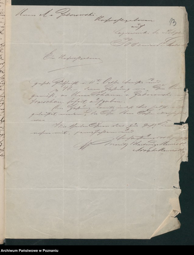 Obraz 19 z jednostki "A. betr. den polnischen Emigranten Gutspächter von Zaborowski"