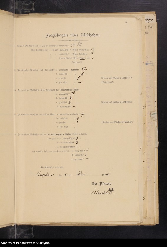 image.from.unit.number "Mischehen-Listen aus der Diözese /auch Anweisungen, Berichten und  andere Schreiben/"