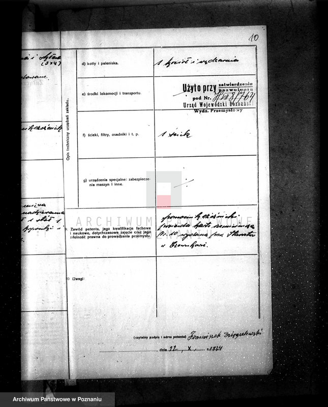 Obraz 14 z jednostki "Zatwierdzenie zakładu przemysłowo /rzeźni/ Far. Dzięgielewski w Marunowie pow. czarnkowski"