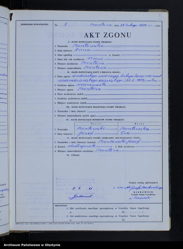 image.from.unit.number "Księga zgonów Nr 1 - 66,1 - 51 i 1 - 44 /przepisana w języku polskim z oryginału niemieckiego w dniach 8.09.- 15.09.1961/"