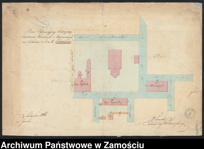 Obraz 1 z kolekcji "Plany budynków przykolegiackich w Zamościu111"