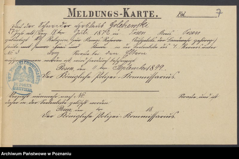 Obraz 9 z jednostki "Die von den Verlobten beigebrachten Urkunden zur Eheschliessung pro 1899"