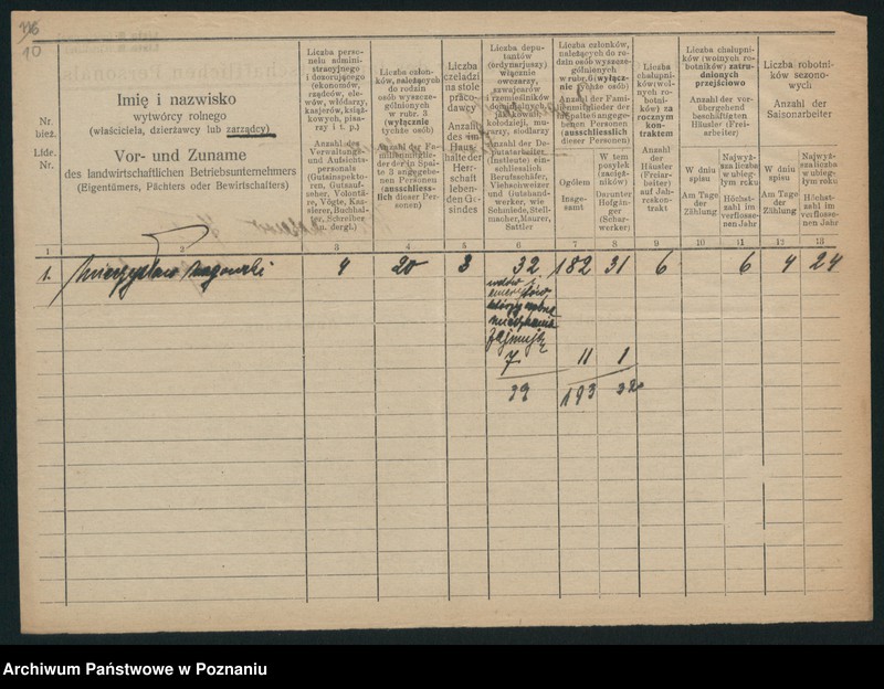 Obraz 12 z jednostki "[Spis personelu rolnego zatrudnionego w powiecie szamotulskim - wykazy zatrudnionych w poszczególnych gospodarstwach rolnych]"