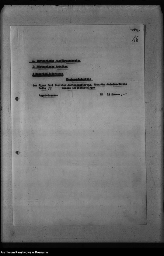 Obraz 20 z jednostki "Kostenanschlag zum Dienstwohngebäude des Reichsstatthalters des Warthegaues - nad jeziorem Góreckim"