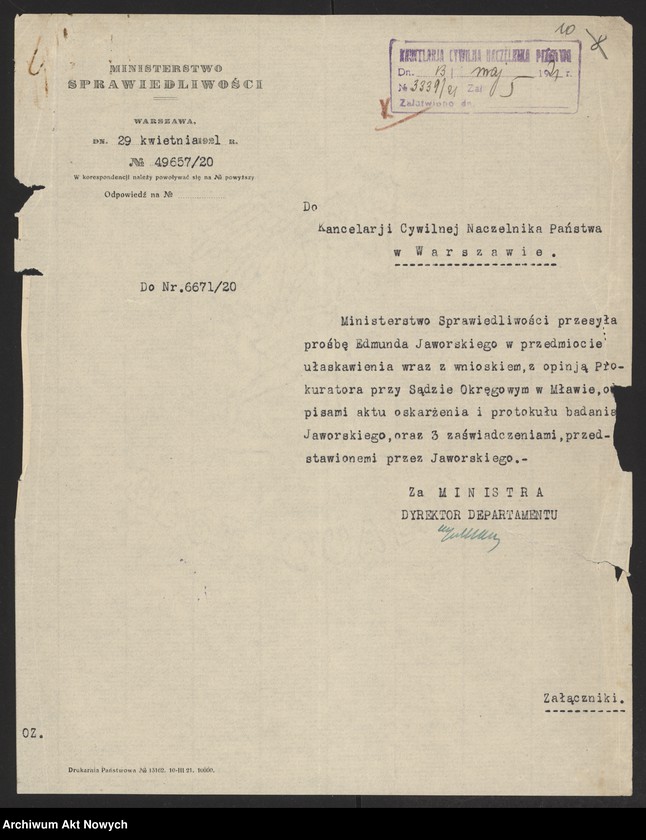 image.from.unit.number "Ułaskawienia z b. Kongresówki - nieuwzględnione, ale najczęściej objęte amnestią, dotyczące zabójstw, pobicia, kradzieży, oszustwa, spraw mieszkaniowych, gorzelnictwa, zniesławienia, zniewagi duchowieństwa i obrządków kościoła rzymsko - katolickiego, wykroczeń funkcjonariusza policji, występowania przeciw służbie wojskowej oraz powtarzania w czasie odwrotu wojska polskiego rzekomych wieści o jego klęskach"