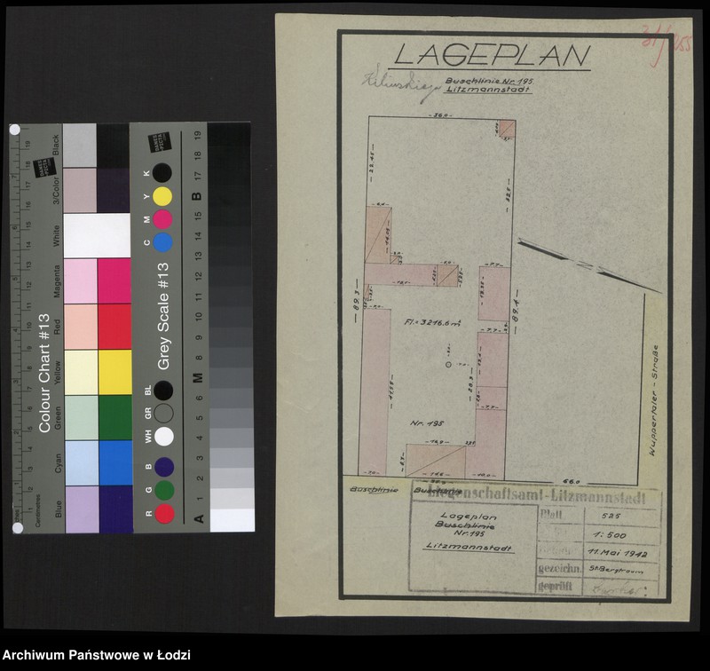 Obraz 1 z jednostki "Lageplan Buschlinie Nr 195 Litzmannstadt"