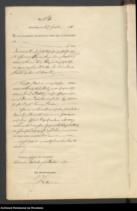 image.from.unit.number "Sterbe-Haupt-Register Breslau II 1901 Band 5"