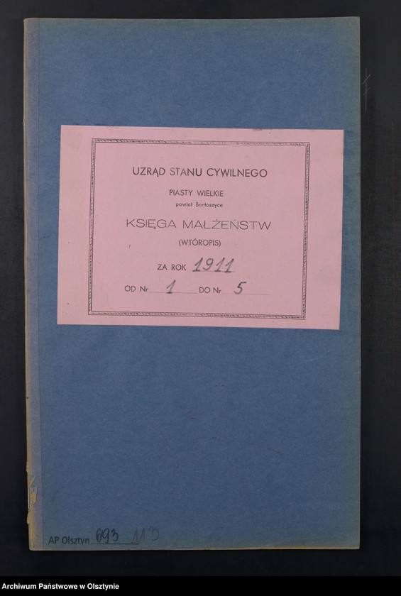 image.from.unit.number "Heiraths-Neben-Register Nr 1 - 5 [ Księga małżeństw - wtóropis ]"