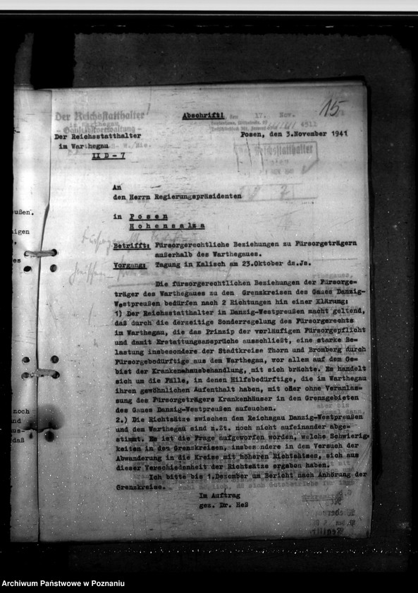 Obraz 20 z jednostki "Fürsorgerechtliche Beziehungen zu Fürsorgeträgern ausserhalb des Warthegaues"