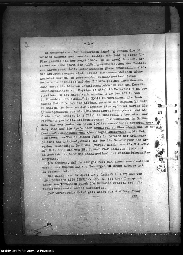 Obraz 9 z jednostki "Allgemeine Bauangelegenheiten der Polizei und Gandarmerie -, der Kriminalpolizei, Gestapo, des SD und SHD und der Technischen Nothilfe"