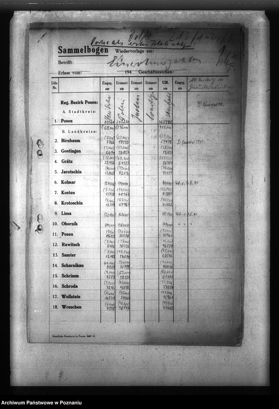Obraz 5 z jednostki "Gauübersichten der Typhus - Sonderstatistiken"