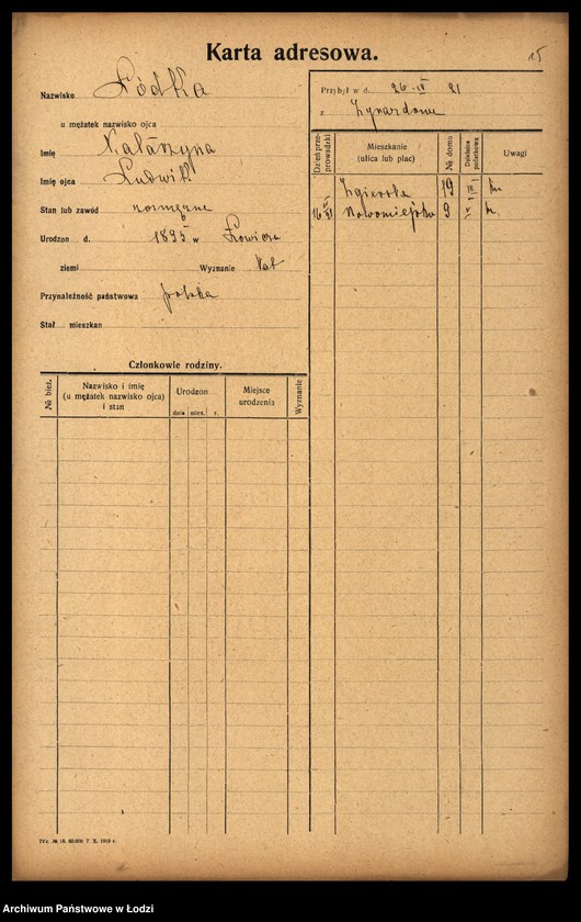 Obraz 17 z jednostki "[Spis ludności Łodzi] Luda - Łukańska"