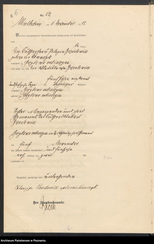 Obraz 8 z jednostki "Księga zgonów [Rejestr główny zgonów]"