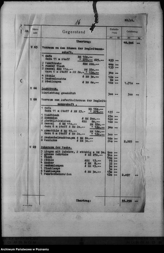 Obraz 20 z jednostki "Zamek w Poznaniu - Herstellungssumme der Innen- Ausstattung"