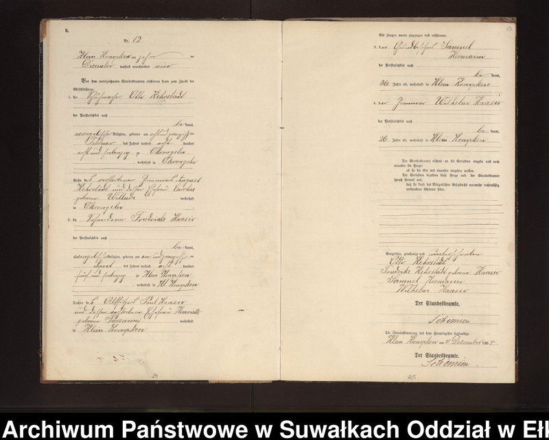 image.from.unit.number "Heiraths-Neben-Register des Preussischen Standes-Amtes Gross Konopken Kreis Loetzen"