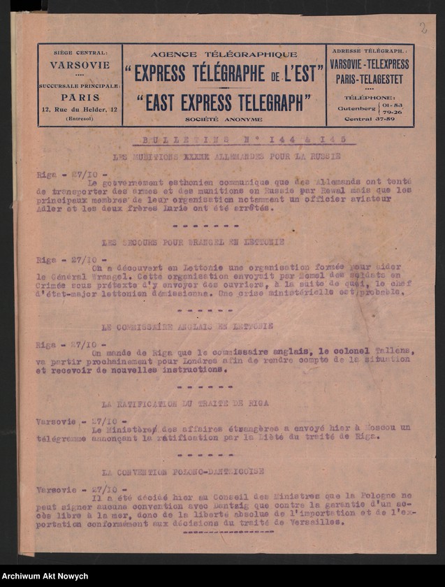 Obraz 4 z jednostki "Agence Télégraphique "Express Télégraphe de l