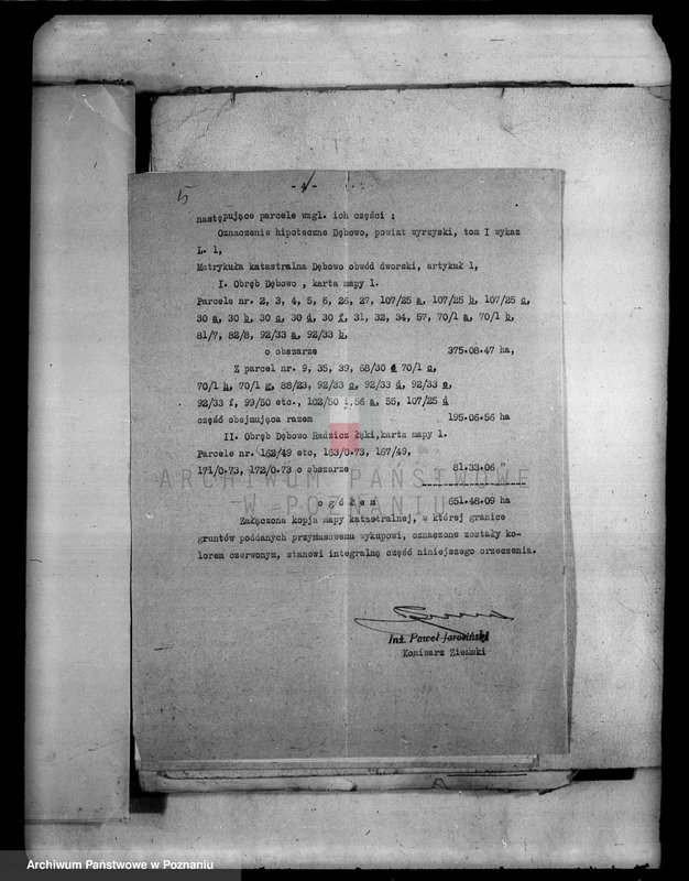 Obraz 11 z jednostki "Oszacowanie gruntów wykupionych przymusowo z nieruchomości ziemskiej Dębowo powiatu wyrzyskiego"