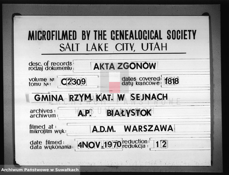 image.from.unit.number "Akta zeszłych stanu cywilnego gminy seyneńskiey od 1-go stycznia 1818 roku."