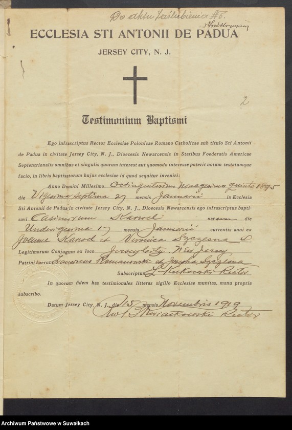 Obraz 4 z jednostki "Aneksa do aktów ślubnych Rz-kat. Jeleniewskiej parafji z 1926 roku"