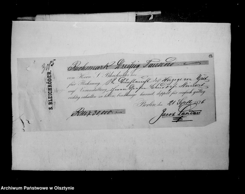 image.from.unit.number "/Akten Betr. Geldgeschäfte mit den Maklern u. Bankhäusern Broschwitz- Berlin, Soermans, Bleichröder- Berlin, Hetschal- Dresden, Dr. Strousberg Bln, Landsberger u. a. /"