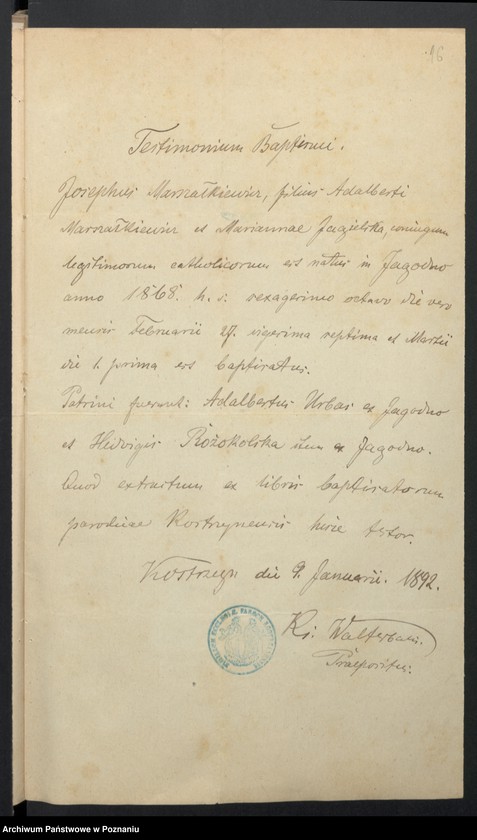 image.from.unit.number "Acta betreffend die Sammel-Akten zu den Heiratsregistern des Standesamtsbezirk Wyslawice Kreis Schroda"