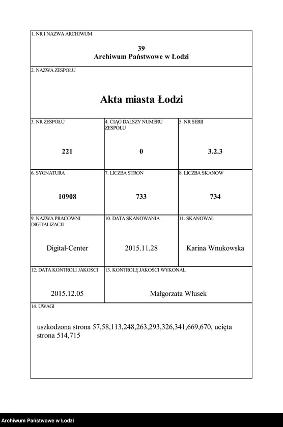 Obraz 1 z jednostki "Dowody metrykalne stałych mieszkańców m. Łodzi nr domu 1384"