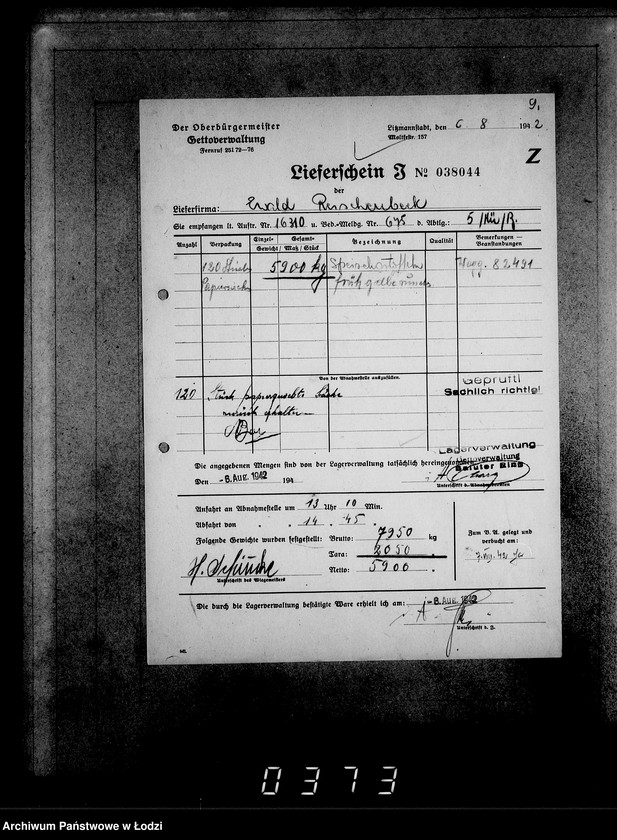 Obraz 13 z jednostki "Aufträge, [Lieferscheinen und Rechnungen] 16251-16310 [Dostawa żywności do Getta]"