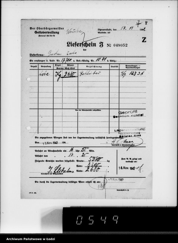 Obraz 12 z jednostki "Lebensmitteleinkauf. Aufträge, [Lieferscheinen und Rechnungen] 17726-17760 [Dostawa jarzyn do Getta]"