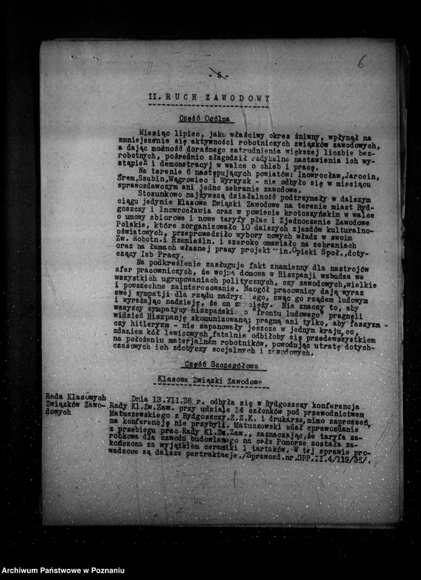 Obraz 10 z jednostki "Sprawozdania okresowe ze stanu bezpieczeństwa za miesiące lipiec-grudzień 1936 r. /nr 7-12/"