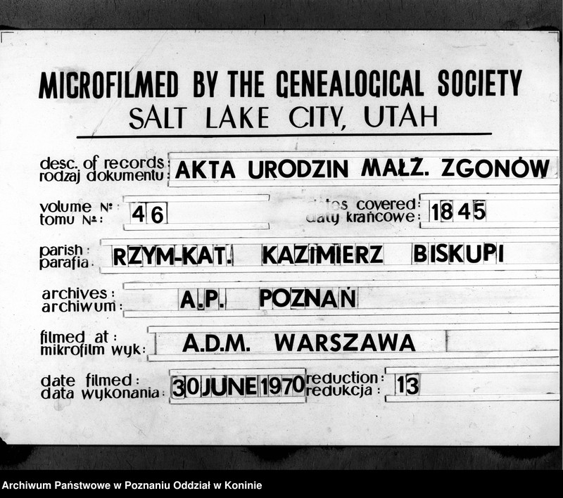 Obraz 1 z jednostki "Akta urodzeń, małżeństw i zejścia"