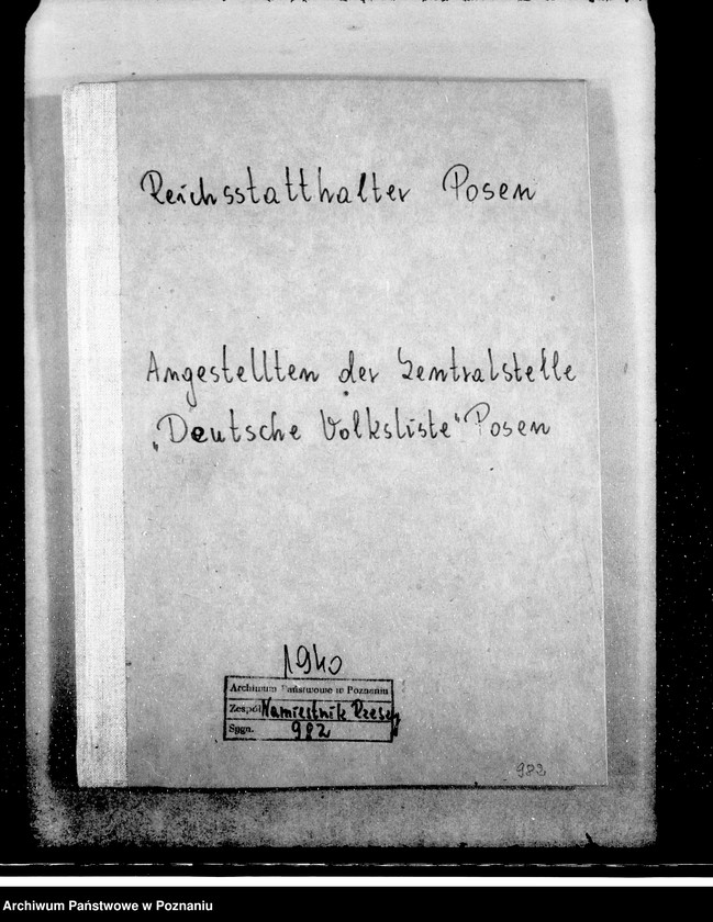 Obraz 4 z jednostki "Angestellten der Zentralstelle "Deutsche Volksliste" Posen"