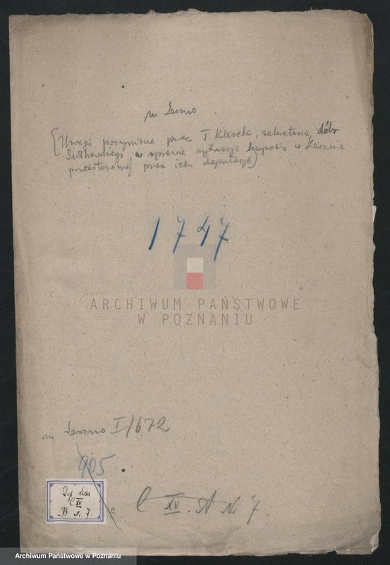 Obraz 2 z jednostki "Uwagi poczynione przez T. Klesela, sekretarza dóbr Sułkowskiego, w sprawie sytuacji kupców w Lesznie przestawionej przez ich deputację; język niemiecki"