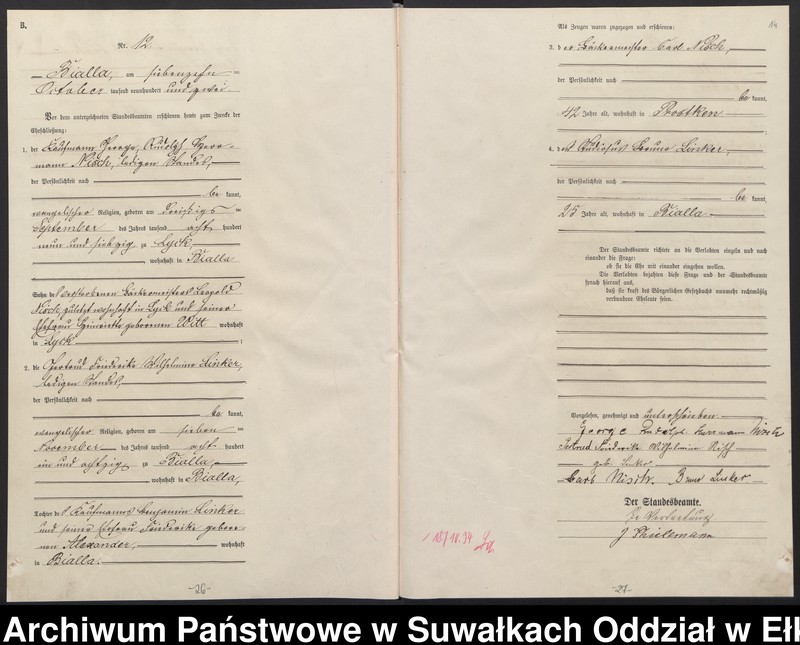 image.from.unit.number "Heiraths-Haupt-Register des Königlichen Preussischen Standes-Amtes Bialla Kreis Johannisburg"