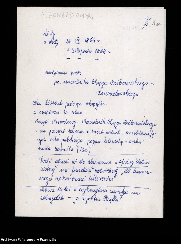 Obraz 3 z kolekcji "O powstaniu styczniowym w wybranych aktach z zasobu Archiwum Państwowego w Przemyślu111"