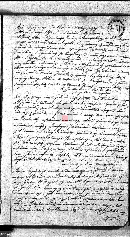 image.from.unit.number "Akta Zaślubionych Gminy Krasnopolskiey Powiatu Seyneńskiego od 1-go Stycznia 1825. Województwo Augstowskie."
