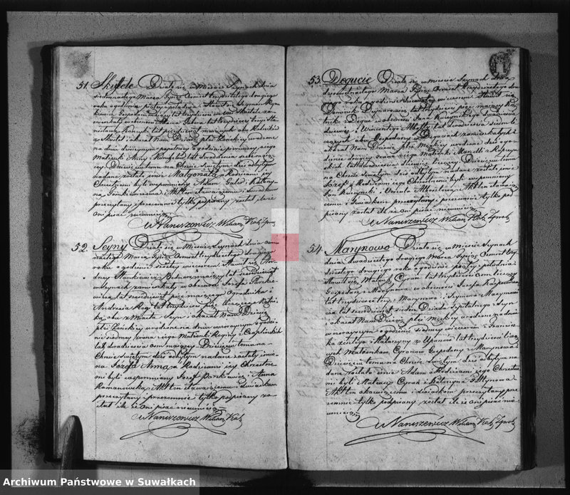 image.from.unit.number "Duplikat zawierający akta urodzonych, zaślubionych i umarłych parafii seyneńskiey z 1832 roku"