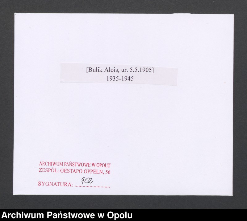 Obraz 2 z jednostki "[Bulik Alois, ur. 5.5.1905]"