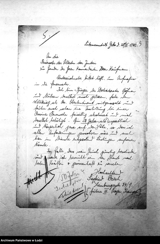 Obraz 5 z jednostki "[Podania o przyjęcie do Straży Pożarnej]"