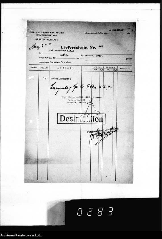 Obraz 5 z jednostki "[Dowody dostawy umundurowania dla intendentury marynarki w Kiel]"