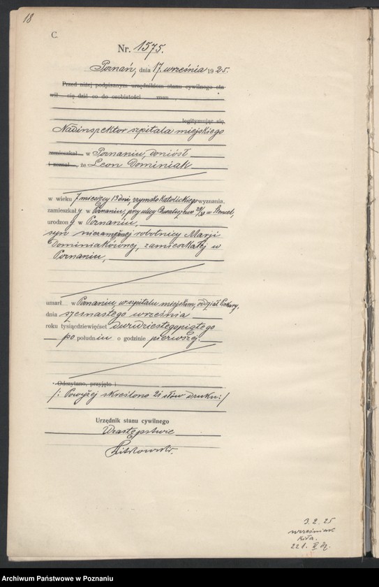 Obraz 20 z jednostki "Księga miejscowa zgonów tom IV [Rejestr główny zgonów]"