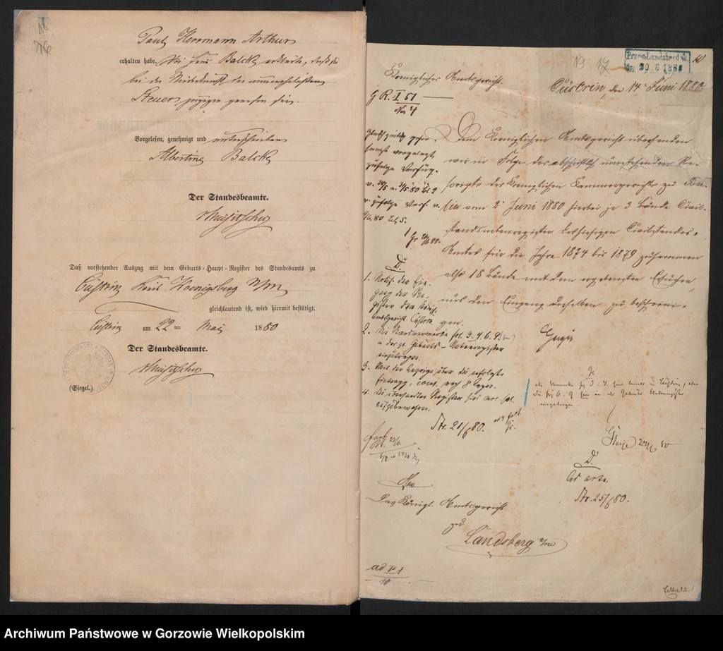 image.from.unit.number "Nebenregister des Standesamts zu Küstrin"