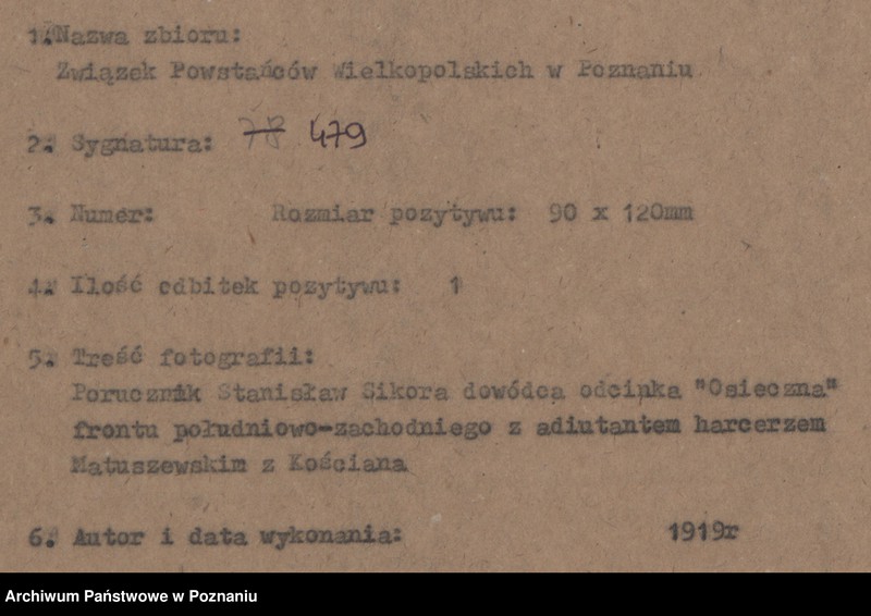 Obraz 4 z jednostki "Porucznik Stanisław Sikora dowódca odcinka "Osieczna" front południowo - zachodni z adiutantem harcerzem Matuszewskim z Kościana."