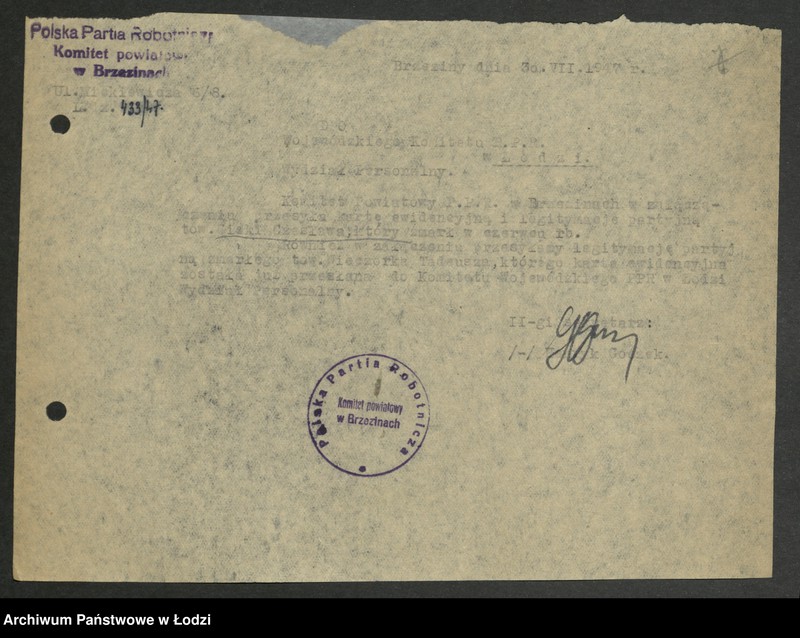 Obraz 8 z jednostki "Wykazy wykluczonych z partii i ubyłych z innych przyczyn [z lat 1945 - 1947]"